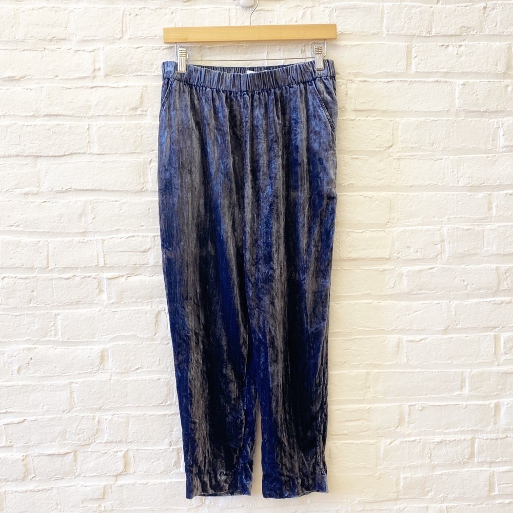 Anthropologie || ett:twa Kinley Blue Crushed Velvet Ankle Pants Blue XS